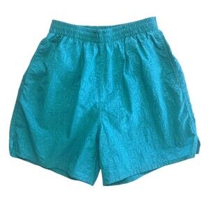 Vintage Adidas Swim Trunks Board Shorts Mens Small Lined Trefoil 90s Teal Nylon